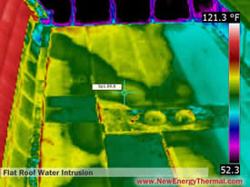 Flat Roof water intrusion detected using infrared thermography